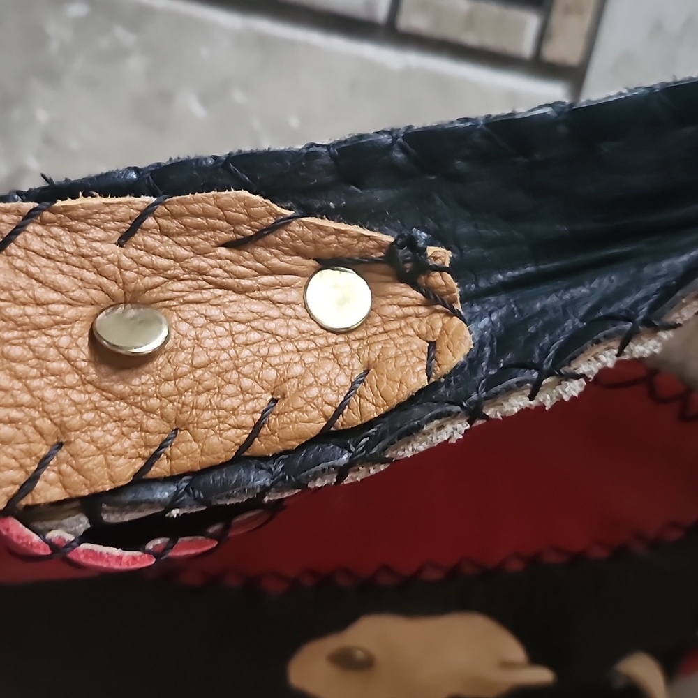 Handcrafted Unique Multicolor Leather Shoulder/Cr… - image 6